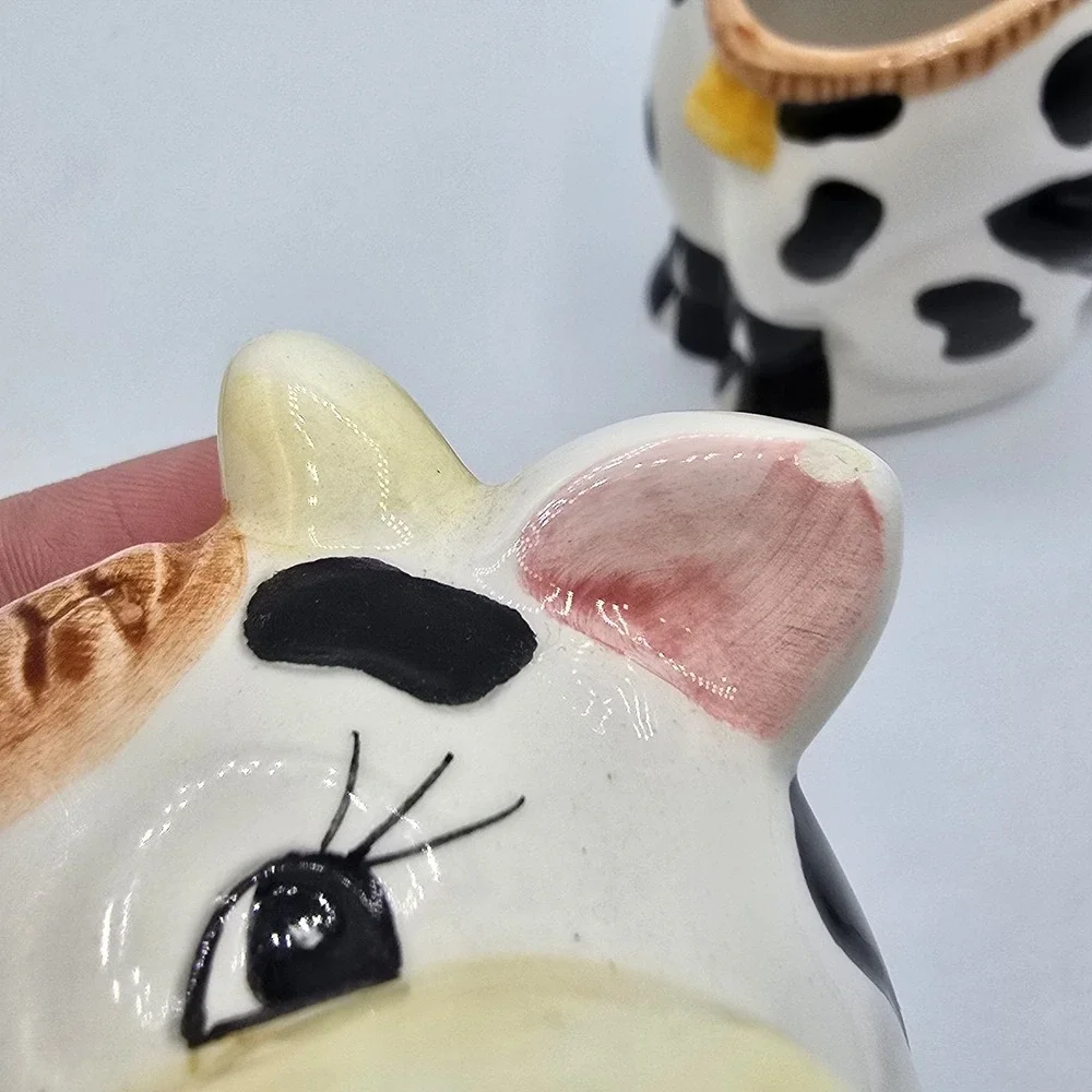 Vintage Ceramic Cow Sugar bowl By Houston Harvest Country Kitchen